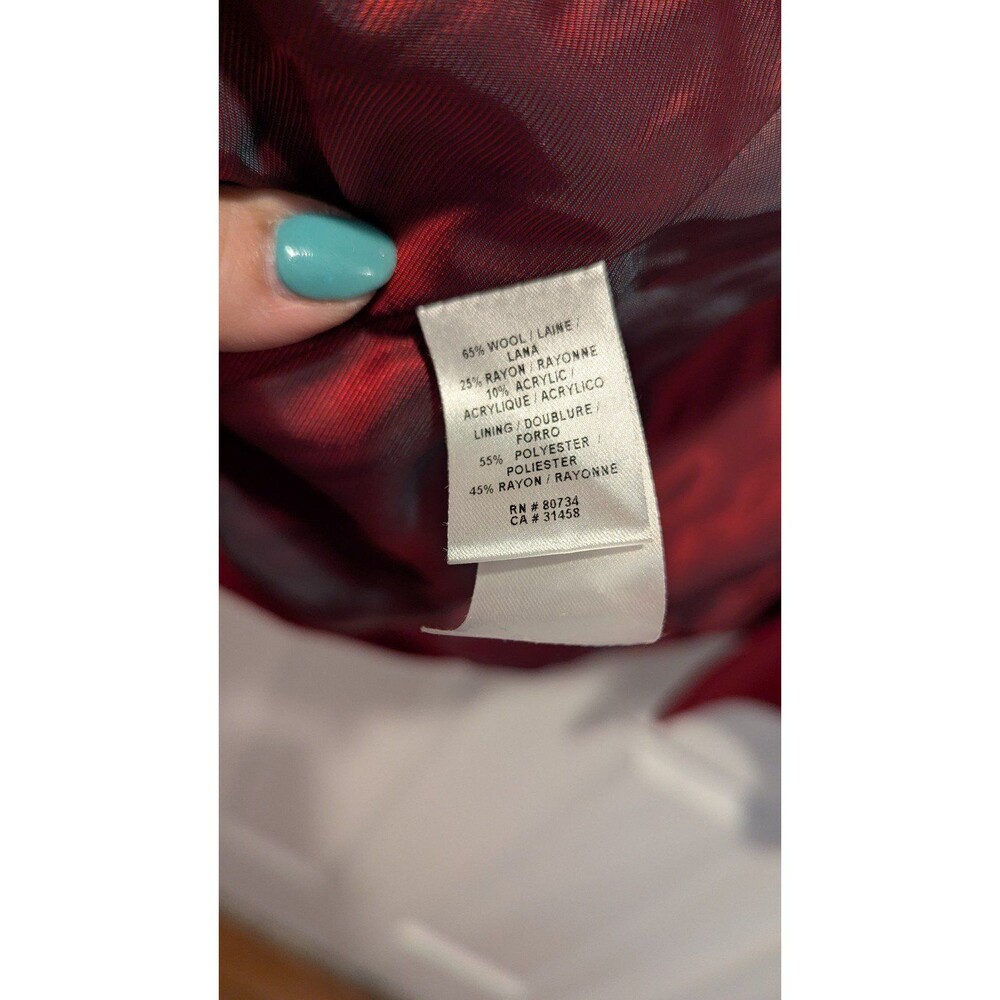BCBGMaxazria Size Medium Maroon Wool Blend Puff Short Sleeve Jacket Driving Coat - Picture 7 of 8